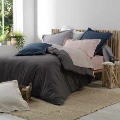 Taie d'oreiller 63 x 63 cm en percale uni 78 fils Bleu