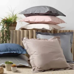 Taie d'oreiller 63 x 63 cm en percale uni 78 fils Bleu