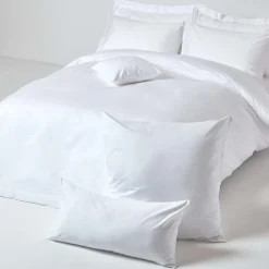 Taie d'oreiller blanc en satin de coton égyptien 1000 fils, 80x80 cm - HOMESCAPES