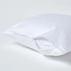 Taie d'oreiller blanc en satin de coton égyptien 1000 fils, 40x40 cm - HOMESCAPES