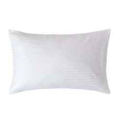 Taie d'oreiller blanc satin rayé en coton égyptien 330 fils, 50x75 cm - HOMESCAPES