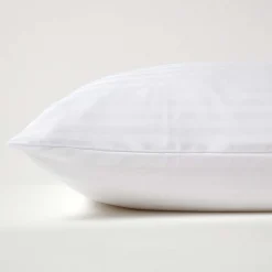 Taie d'oreiller blanc satin rayé en coton égyptien 330 fils, 50x75 cm - HOMESCAPES