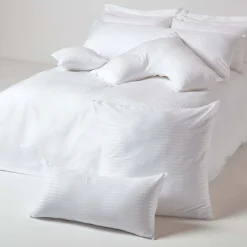 Taie d'oreiller blanc satin rayé en coton égyptien 330 fils, 50x75 cm - HOMESCAPES