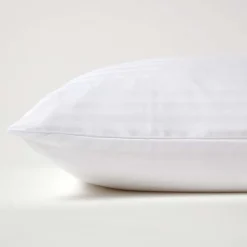 Taie d'oreiller blanc satin rayé en coton égyptien 330 fils, 60x60 cm - HOMESCAPES