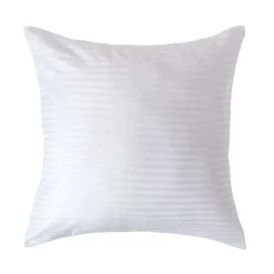 Taie d'oreiller blanc satin rayé en coton égyptien 330 fils, 60x60 cm - HOMESCAPES