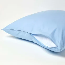 Taie d'oreiller bleu 100% coton égyptien 200 fils, 60x60 cm - HOMESCAPES