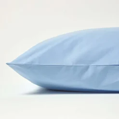 Taie d'oreiller bleu 100% coton égyptien 200 fils, 50x75 cm - HOMESCAPES