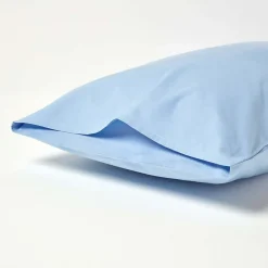 Taie d'oreiller bleu 100% coton égyptien 200 fils, 50x75 cm - HOMESCAPES