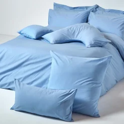 Taie d'oreiller bleu 100% coton égyptien 200 fils, 40x40 cm - HOMESCAPES