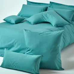 Taie d'oreiller bleu canard 100% coton égyptien 200 fils, 60x60 cm - HOMESCAPES