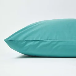 Taie d'oreiller bleu canard 100% coton égyptien 200 fils, 40x40 cm - HOMESCAPES