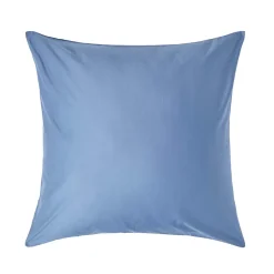 Taie d'oreiller bleu en satin de coton égyptien 1000 fils, 80x80 cm - HOMESCAPES