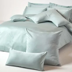 Taie d'oreiller bleu givré en coton égyptien bio 400 fils, 80x80 cm - HOMESCAPES