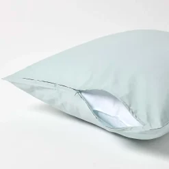 Taie d'oreiller bleu givré en coton égyptien bio 400 fils, 60x60 cm - HOMESCAPES