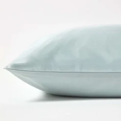 Taie d'oreiller bleu givré en coton égyptien bio 400 fils, 50x75 cm - HOMESCAPES