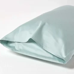 Taie d'oreiller bleu givré en coton égyptien bio 400 fils, 50x75 cm - HOMESCAPES