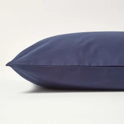 Taie d'oreiller bleu marine 100% coton égyptien 200 fils, 60x60 cm - HOMESCAPES