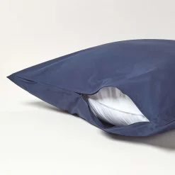 Taie d'oreiller bleu marine 100% coton égyptien 200 fils, 60x60 cm - HOMESCAPES