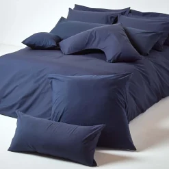 Taie d'oreiller bleu marine 100% coton égyptien 200 fils, 60x60 cm - HOMESCAPES