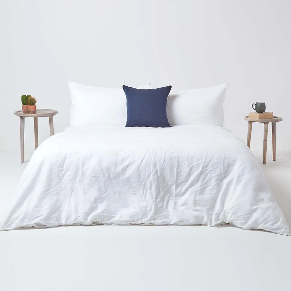 Taie d'oreiller bleu marine en lin lavé, 40x40 cm - HOMESCAPES