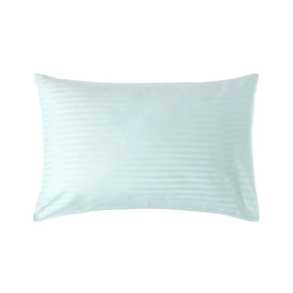 Taie d'oreiller bleu satin rayé en coton égyptien 330 fils, 50x75 cm - HOMESCAPES
