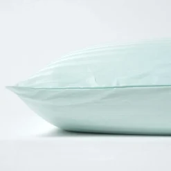 Taie d'oreiller bleu satin rayé en coton égyptien 330 fils, 40x40 cm - HOMESCAPES