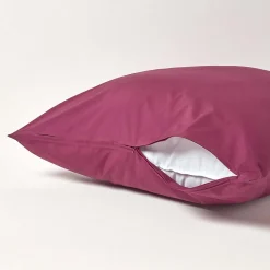 Taie d'oreiller bordeaux 100% coton égyptien 200 fils, 60x60 cm - HOMESCAPES