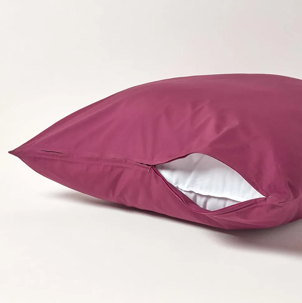 Taie d'oreiller bordeaux 100% coton égyptien 200 fils, 60x60 cm - HOMESCAPES