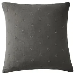 Taie d'oreiller Brodée Déco "Gaïa Boho" 60 x 60 cm & 50 x 70 cm "Gaze de Coton" - Gaïa Boho Granit - 60 x 60 cm