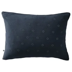 Taie d'oreiller Brodée Déco "Gaïa Boho" 60 x 60 cm & 50 x 70 cm "Gaze de Coton" - Gaïa Boho Minuit - 50 x 70 cm