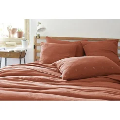 Taie d'oreiller Brodée Déco "Gaïa Boho" 60 x 60 cm & 50 x 70 cm "Gaze de Coton" - Gaïa Boho Terracotta - 50 x 70 cm