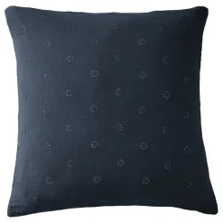 Taie d'oreiller Brodée Déco "Gaïa Boho" 60 x 60 cm & 50 x 70 cm "Gaze de Coton" - Gaïa Boho Minuit - 60 x 60 cm