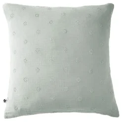 Taie d'oreiller Brodée Déco "Gaïa Boho" 60 x 60 cm & 50 x 70 cm "Gaze de Coton" - Gaïa Boho Eucalyptus - 60 x 60 cm