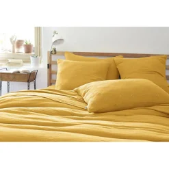 Taie d'oreiller Brodée Déco "Gaïa Boho" 60 x 60 cm & 50 x 70 cm "Gaze de Coton" - Gaïa Boho Safran - 50 x 70 cm