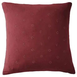 Taie d'oreiller Brodée Déco "Gaïa Boho" 60 x 60 cm & 50 x 70 cm "Gaze de Coton" - Gaïa Boho Lie de vin - 60 x 60 cm