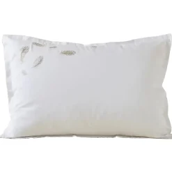 Taie d'oreiller brodée 50x80 cm en satin de coton NINA blanc