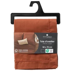 Taie d'oreiller Carina coton 50x70cm rose terracotta - Atmosphera