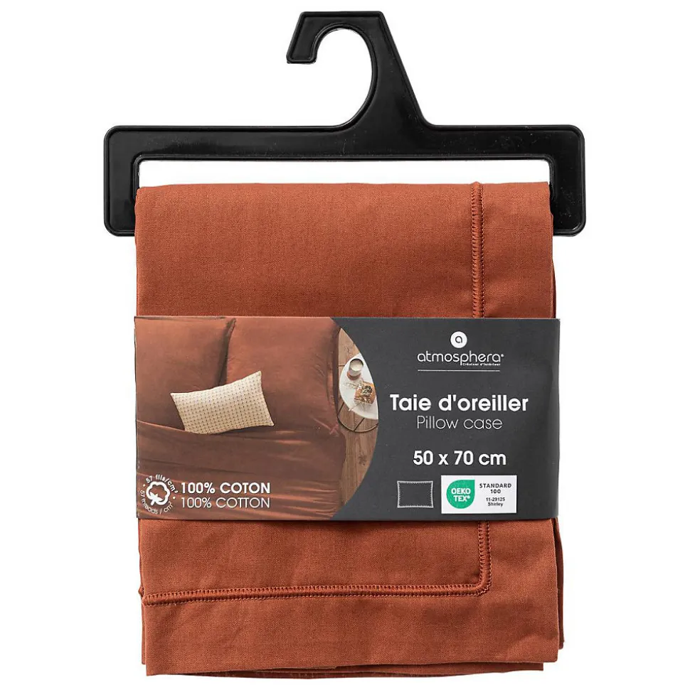 Taie d'oreiller Carina coton 50x70cm rose terracotta - Atmosphera