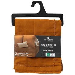 Taie d'oreiller Carina coton 50x70cm jaune cumin - Atmosphera