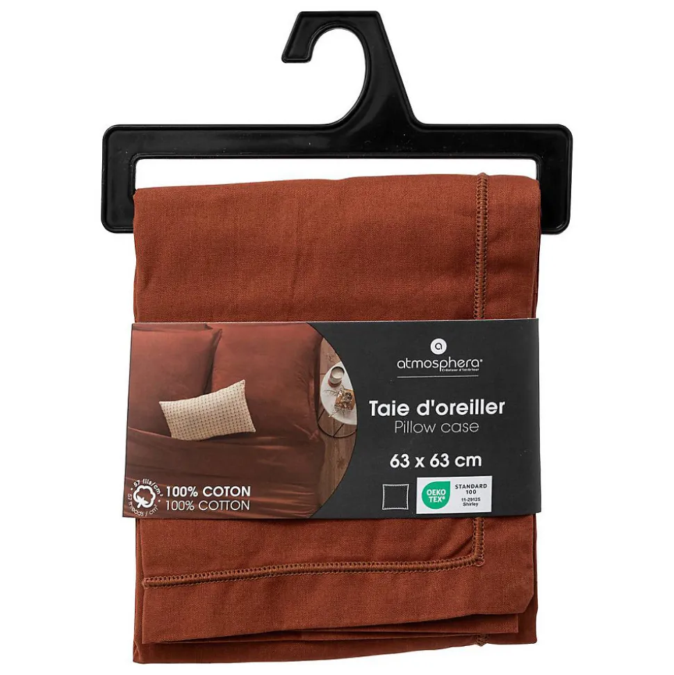 Taie d'oreiller Carina coton 63x63cm terracotta - Atmosphera