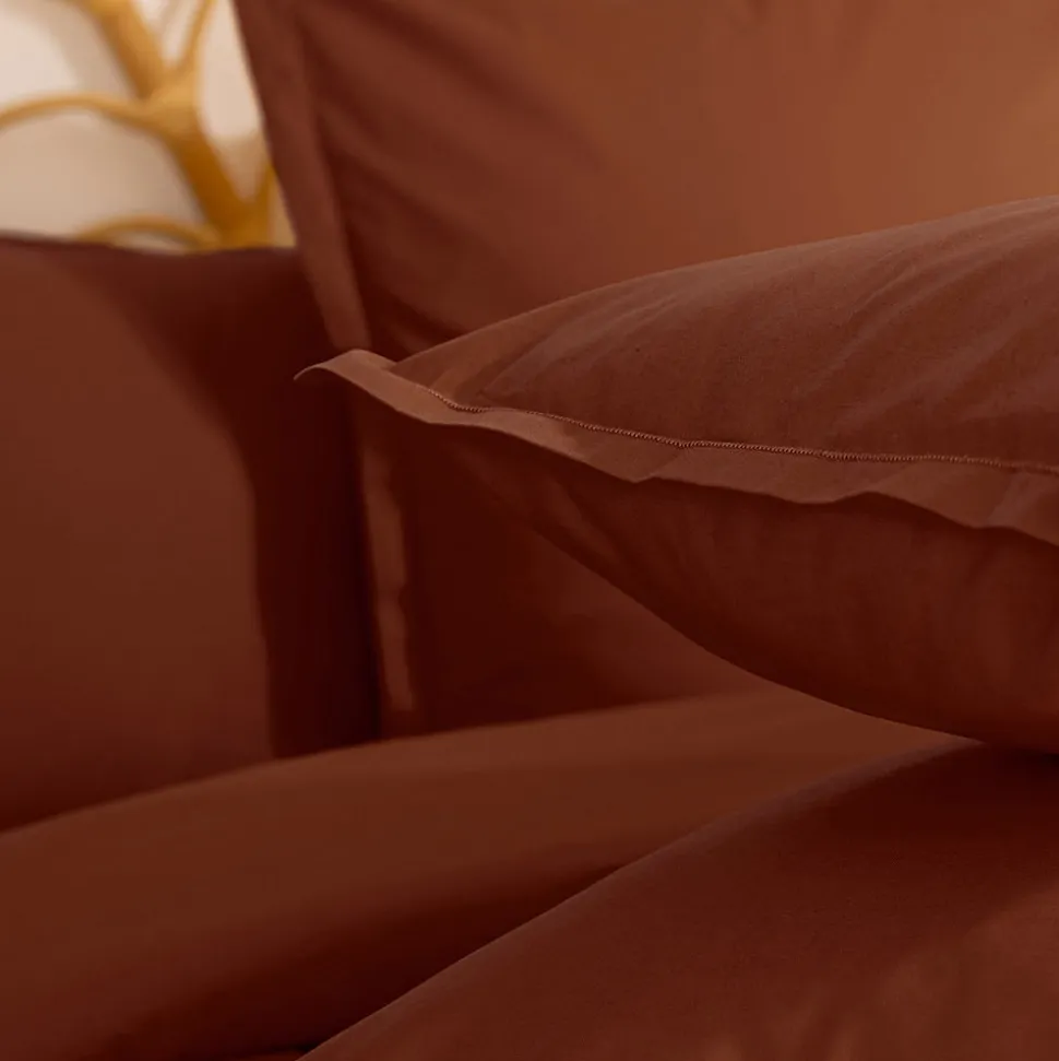 Taie d'oreiller Carina coton 63x63cm terracotta - Atmosphera