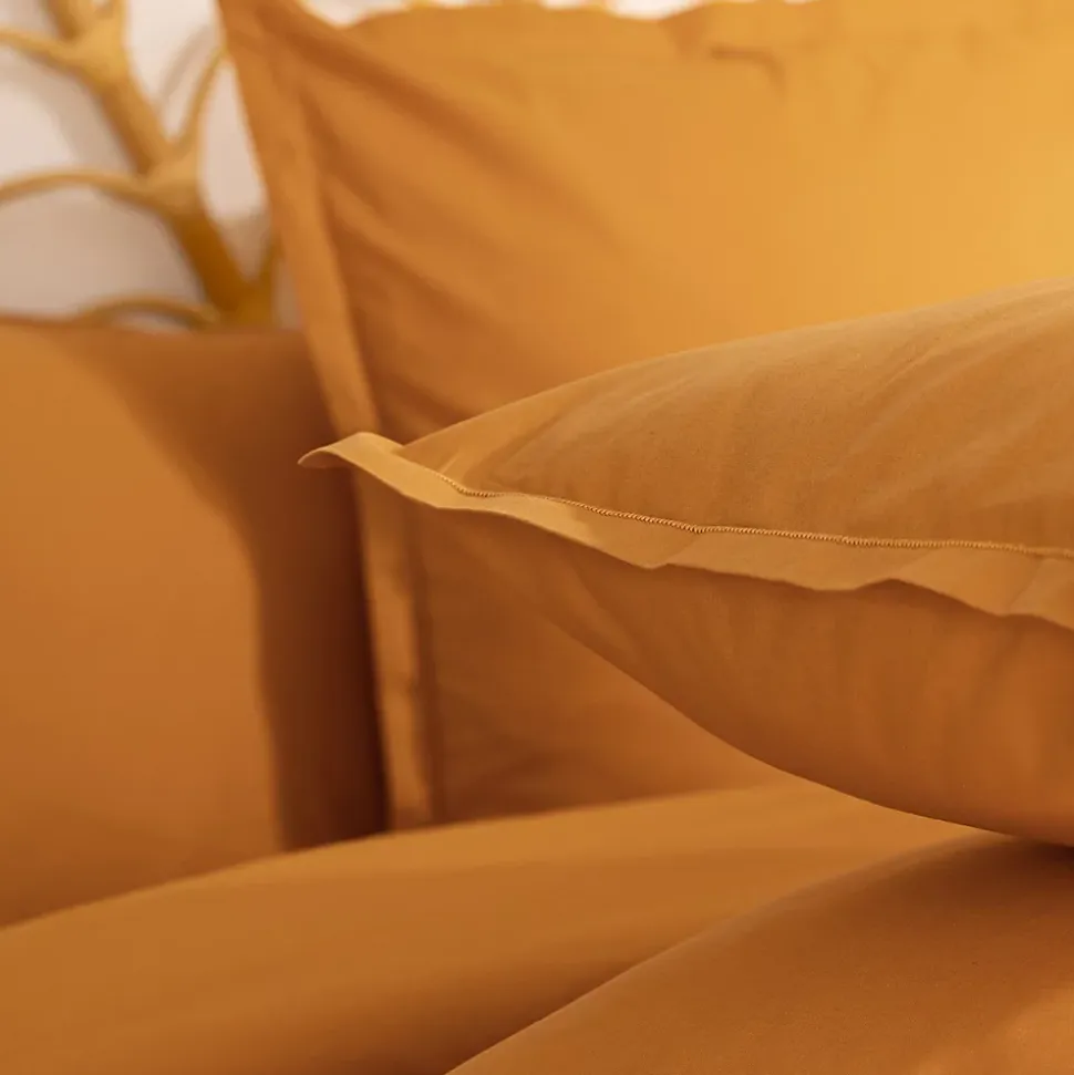 Taie d'oreiller Carina coton 63x63cm jaune cumin - Atmosphera