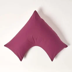 Taie d'oreiller cervical bordeaux 100% coton égyptien 200 fils - HOMESCAPES