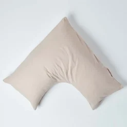 Taie d'oreiller cervical écru en lin lavé - HOMESCAPES