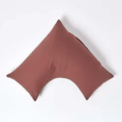 Taie d'oreiller cervical marron chocolat 100% coton égyptien 200 fils - HOMESCAPES
