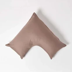 Taie d'oreiller cervical marron en coton égyptien bio 400 fils - HOMESCAPES