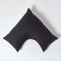 Taie d'oreiller cervical noir 100% coton égyptien 200 fils - HOMESCAPES