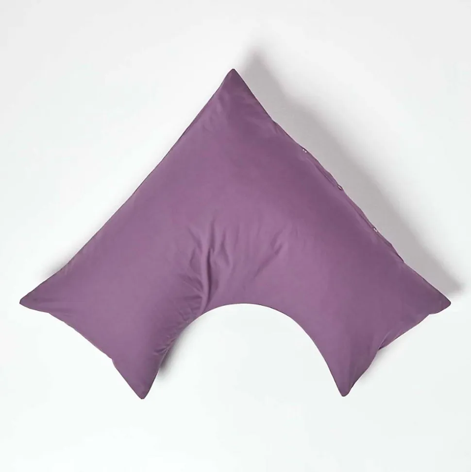 Taie d'oreiller cervical violet 100% coton égyptien 200 fils - HOMESCAPES