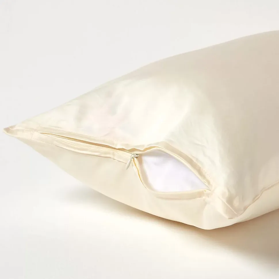 Taie d'oreiller écru en coton égyptien bio 400 fils, 40x80 cm - HOMESCAPES