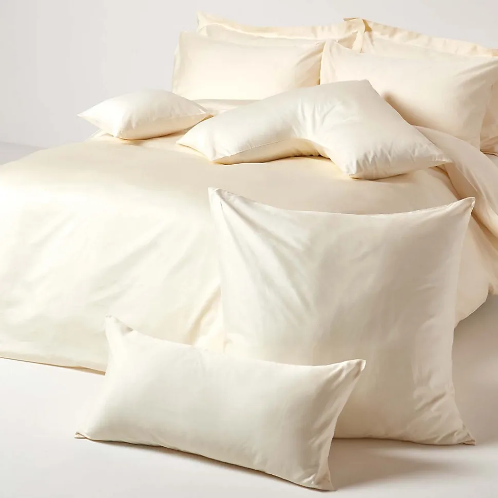 Taie d'oreiller écru en coton égyptien bio 400 fils, 40x80 cm - HOMESCAPES